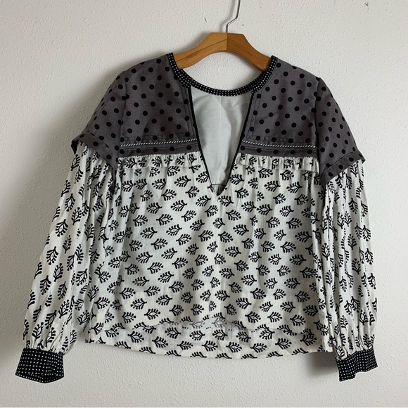 Alix of Bohemia Dot Blouse Long Sleeve 2018 V Neck Sz Small - Picture 2 of 15